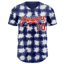 Laden Sie das Bild in den Galerie-Viewer, Custom Tie Dye Red-White Shibori Pattern Authentic Baseball Jersey

