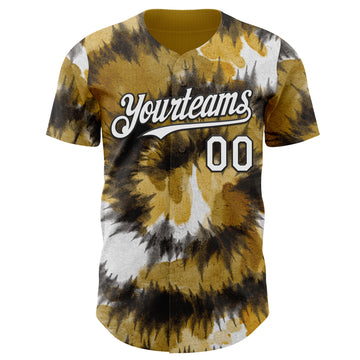 Custom Tie Dye White-Black Shibori Pattern Authentic Baseball Jersey