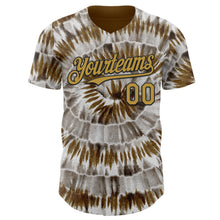 Load image into Gallery viewer, Custom Tie Dye Old Gold-Black Shibori Pattern Authentic Baseball Jersey
