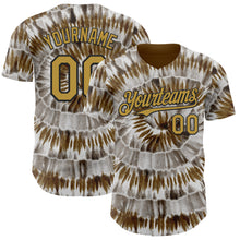 Load image into Gallery viewer, Custom Tie Dye Old Gold-Black Shibori Pattern Authentic Baseball Jersey
