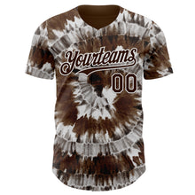 Load image into Gallery viewer, Custom Tie Dye Brown-White Shibori Pattern Authentic Baseball Jersey
