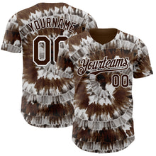 Load image into Gallery viewer, Custom Tie Dye Brown-White Shibori Pattern Authentic Baseball Jersey
