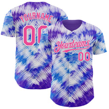 Load image into Gallery viewer, Custom Tie Dye Pink-White Shibori Pattern Authentic Baseball Jersey
