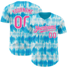 Load image into Gallery viewer, Custom Tie Dye Pink-White Shibori Pattern Authentic Baseball Jersey

