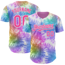 Load image into Gallery viewer, Custom Tie Dye Pink-White Shibori Pattern Authentic Baseball Jersey

