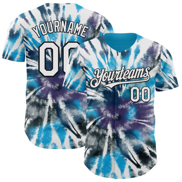 Custom Tie Dye White-Black Shibori Pattern Authentic Baseball Jersey