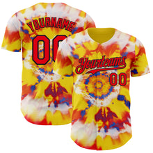 Load image into Gallery viewer, Custom Tie Dye Fire Red-Black Shibori Pattern Authentic Baseball Jersey
