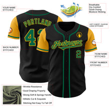 Laden Sie das Bild in den Galerie-Viewer, Custom Black Kelly Green-Gold Authentic Two Tone Baseball Jersey
