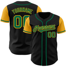 Laden Sie das Bild in den Galerie-Viewer, Custom Black Kelly Green-Gold Authentic Two Tone Baseball Jersey
