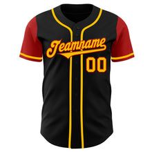 Laden Sie das Bild in den Galerie-Viewer, Custom Black Gold-Red Authentic Two Tone Baseball Jersey
