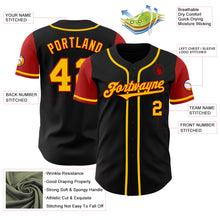 Laden Sie das Bild in den Galerie-Viewer, Custom Black Gold-Red Authentic Two Tone Baseball Jersey

