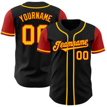 Laden Sie das Bild in den Galerie-Viewer, Custom Black Gold-Red Authentic Two Tone Baseball Jersey
