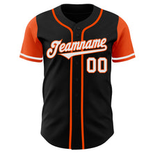 Laden Sie das Bild in den Galerie-Viewer, Custom Black White-Orange Authentic Two Tone Baseball Jersey
