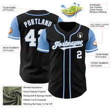 Laden Sie das Bild in den Galerie-Viewer, Custom Black White-Light Blue Authentic Two Tone Baseball Jersey
