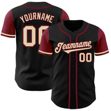 Load image into Gallery viewer, Custom Black Cream-Crimson Authentic Two Tone Baseball Jersey
