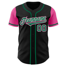 Laden Sie das Bild in den Galerie-Viewer, Custom Black Kelly Green-Pink Authentic Two Tone Baseball Jersey
