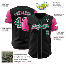 Laden Sie das Bild in den Galerie-Viewer, Custom Black Kelly Green-Pink Authentic Two Tone Baseball Jersey
