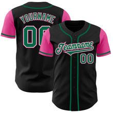 Laden Sie das Bild in den Galerie-Viewer, Custom Black Kelly Green-Pink Authentic Two Tone Baseball Jersey
