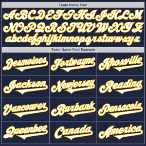 Custom Navy White-Gold Authentic Two Tone Baseball Jersey