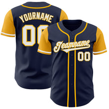 Load image into Gallery viewer, Custom Navy White-Gold Authentic Two Tone Baseball Jersey
