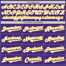 Laden Sie das Bild in den Galerie-Viewer, Custom Purple White-Gold Authentic Two Tone Baseball Jersey
