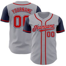 Load image into Gallery viewer, Custom Gray Red-Navy Authentic Two Tone Baseball Jersey
