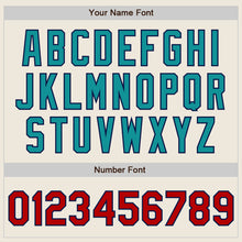 Load image into Gallery viewer, Custom Cream Red Teal-Navy Authentic Two Tone Baseball Jersey
