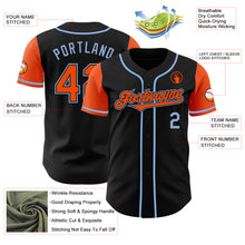 Load image into Gallery viewer, Custom Black Orange-Light Blue Authentic Two Tone Baseball Jersey
