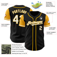 Laden Sie das Bild in den Galerie-Viewer, Custom Black White-Gold Authentic Two Tone Baseball Jersey
