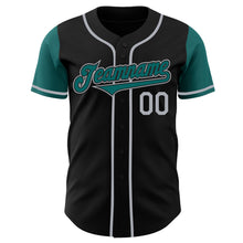 Load image into Gallery viewer, Custom Black Teal-Gray Authentic Two Tone Baseball Jersey
