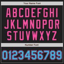 Load image into Gallery viewer, Custom Black Sky Blue-Pink Authentic Two Tone Baseball Jersey
