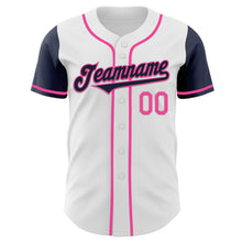 Laden Sie das Bild in den Galerie-Viewer, Custom White Navy-Pink Authentic Two Tone Baseball Jersey
