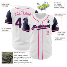 Laden Sie das Bild in den Galerie-Viewer, Custom White Navy-Pink Authentic Two Tone Baseball Jersey
