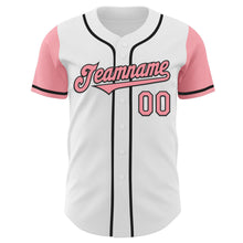 Load image into Gallery viewer, Custom White Medium Pink-Black Authentic Two Tone Baseball Jersey
