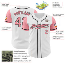 Load image into Gallery viewer, Custom White Medium Pink-Black Authentic Two Tone Baseball Jersey
