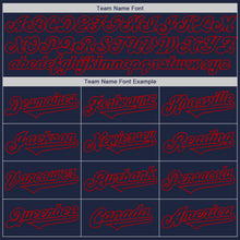 Load image into Gallery viewer, Custom Navy Red Authentic Two Tone Baseball Jersey
