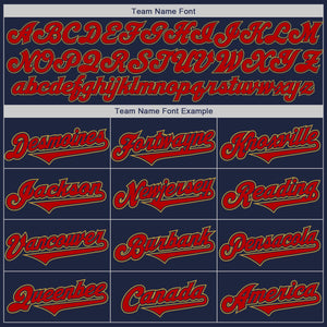 Custom Navy Red-Old Gold Authentic Two Tone Baseball Jersey