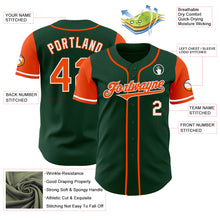 Laden Sie das Bild in den Galerie-Viewer, Custom Green Orange-White Authentic Two Tone Baseball Jersey
