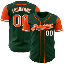 Laden Sie das Bild in den Galerie-Viewer, Custom Green Orange-White Authentic Two Tone Baseball Jersey
