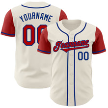 Load image into Gallery viewer, Custom Cream Red-Royal Authentic Two Tone Baseball Jersey
