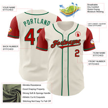 Load image into Gallery viewer, Custom Cream Red-Kelly Green Authentic Two Tone Baseball Jersey
