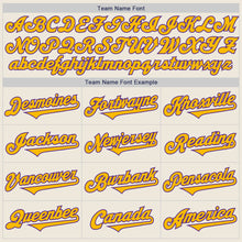 Load image into Gallery viewer, Custom Cream Gold-Purple Authentic Two Tone Baseball Jersey
