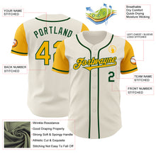 Charger l&#39;image dans la galerie, Custom Cream Gold-Green Authentic Two Tone Baseball Jersey
