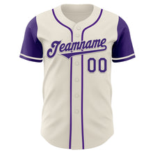 Load image into Gallery viewer, Custom Cream Purple Authentic Two Tone Baseball Jersey
