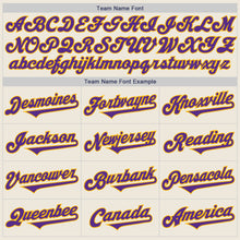 Load image into Gallery viewer, Custom Cream Purple-Gold Authentic Two Tone Baseball Jersey
