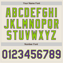 Load image into Gallery viewer, Custom Cream Purple-Neon Green Authentic Two Tone Baseball Jersey
