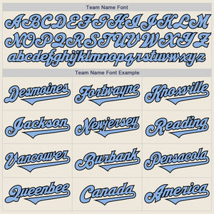 Custom Cream Light Blue-Black Authentic Two Tone Baseball Jersey