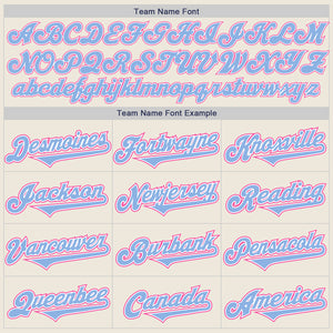 Custom Cream Light Blue White-Pink Authentic Two Tone Baseball Jersey