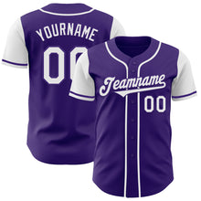 Load image into Gallery viewer, Custom Purple White Authentic Two Tone Baseball Jersey
