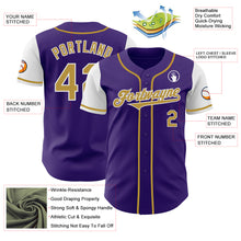Charger l&#39;image dans la galerie, Custom Purple Old Gold-White Authentic Two Tone Baseball Jersey
